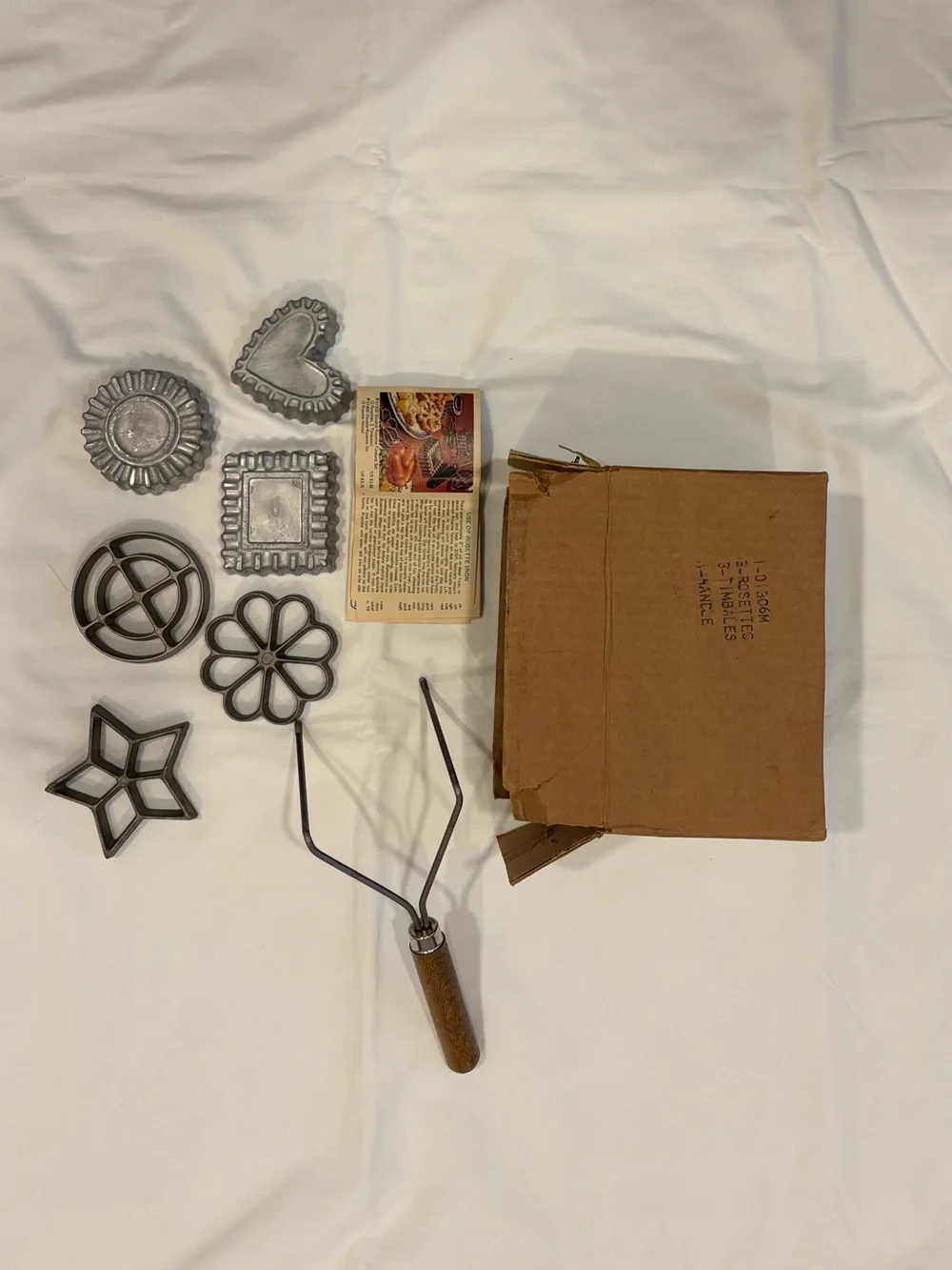 Vtg. Nordic Ware Double Rosette & Timbale Iron with 6 Molds in Box W/Pamphlet